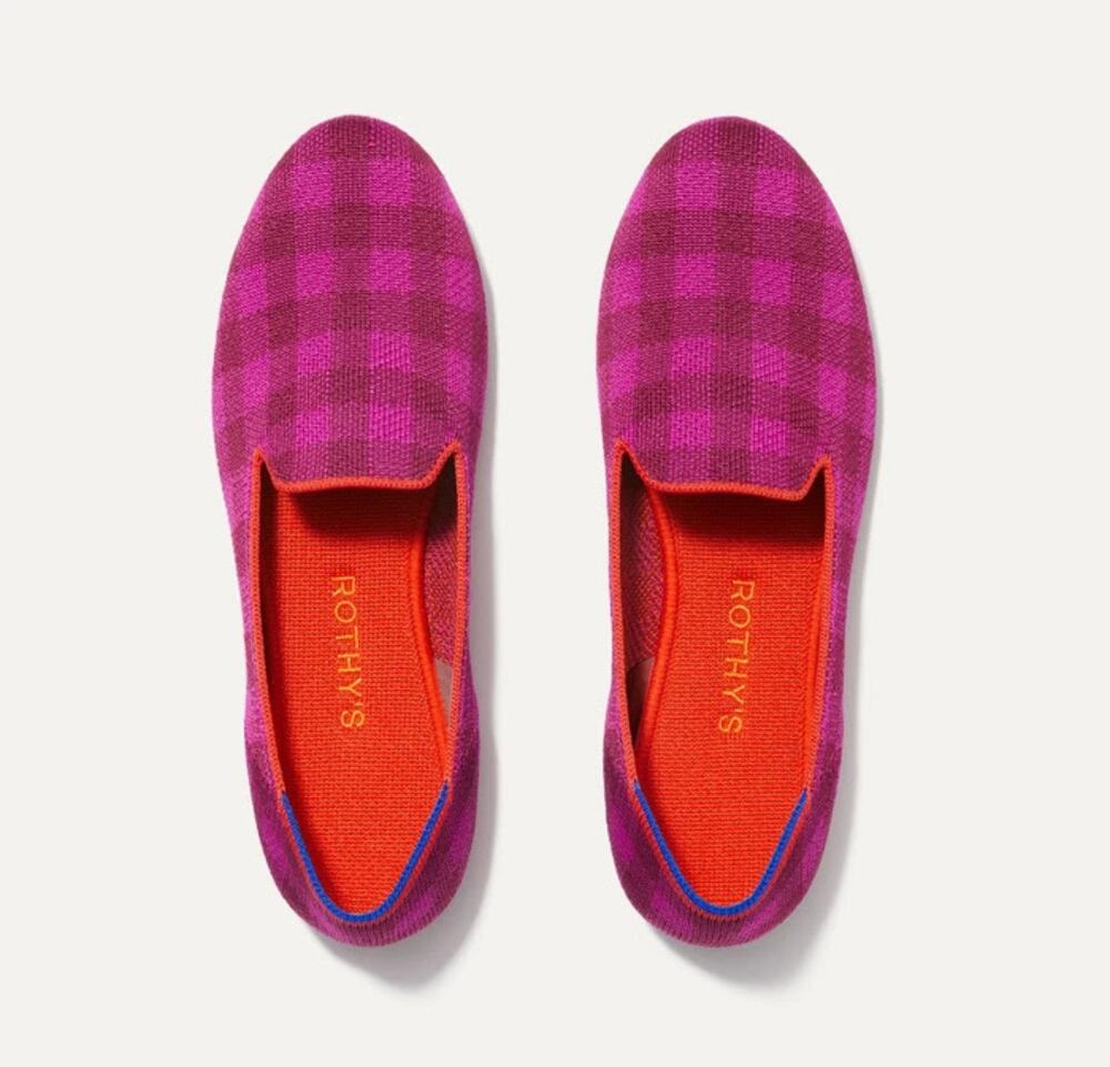 Rothy's Limited Edition The Cherry Gingham Slip On Ballet Flat  Size W10 NWOB
